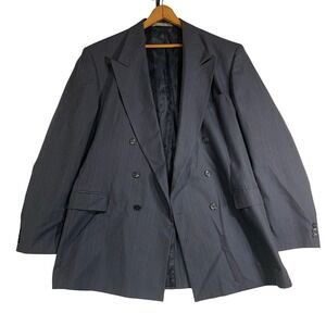 Haggar Imperial Gentleman's Fit Gray Pinstripe Double‎ Breasted Blazer